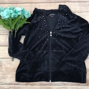 Style &Co blue velour vintage hoodie.